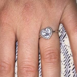 SPARKLING LOVE HEART RING, CLEAR CZ